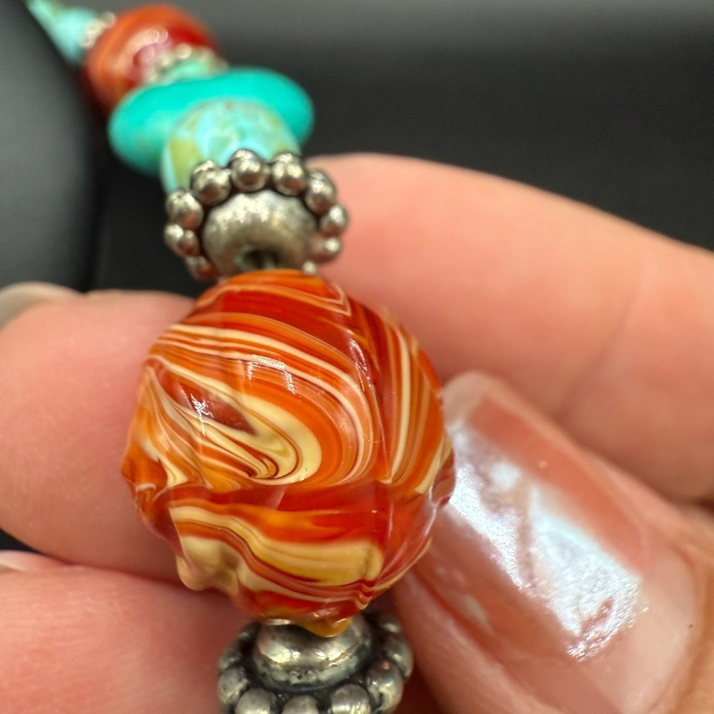 Czech Glass and Dyed Howlite Beaded Necklace - Picture 5 of 16